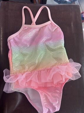 wonder nation Pink Rainbow Sparkle Tutu One-Piece Swimsuit